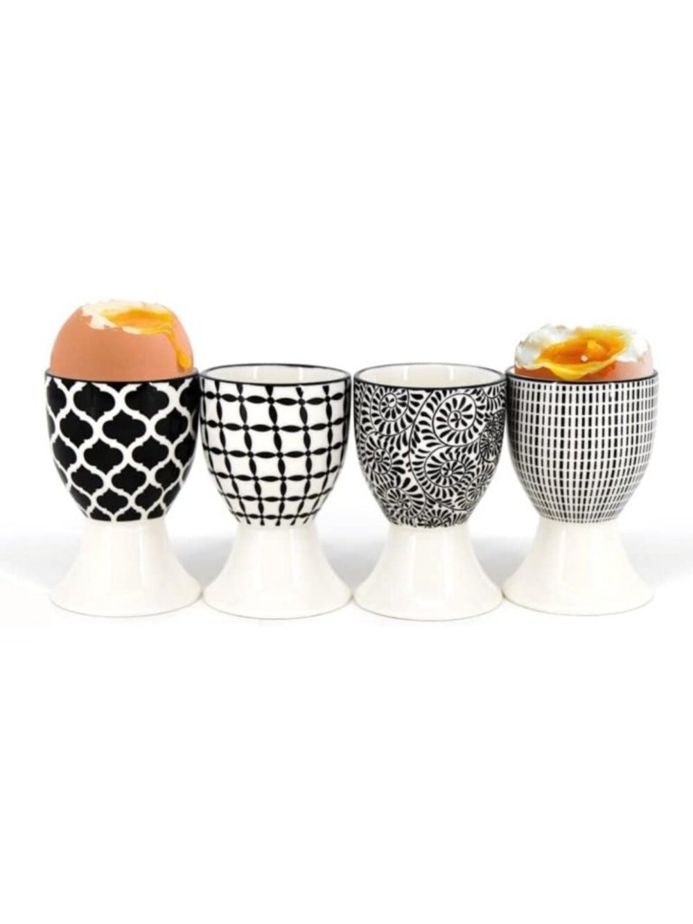 Stylish Black & White Egg Cup Set for Breakfast, Kitchen Decor, Dining